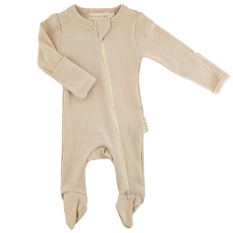 Oatmeal Ribbed Baby Bodysuit: Ribbed Cotton Onesie for Newborns – LUCKY  PANDA KIDS