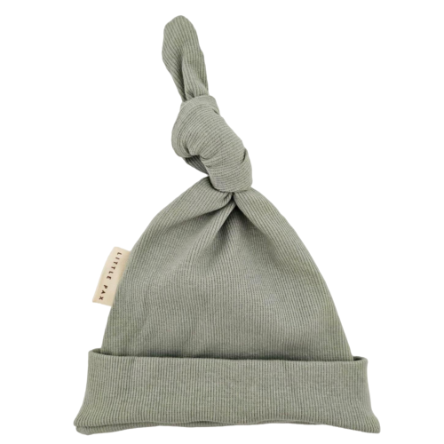 Organic Ribbed Newborn Knot Hat Sage