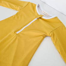 Load image into Gallery viewer, Long-sleeve Rib Contrast Swimsuit (Mustard)
