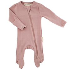 Load image into Gallery viewer, Organic Ribbed Footed Bodysuit (Dusty Pink)
