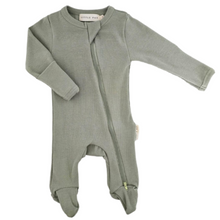 Load image into Gallery viewer, Organic Ribbed Footed Bodysuit (Sage)
