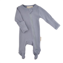 Load image into Gallery viewer, Organic Ribbed Footed Bodysuit (Dusty Blue)
