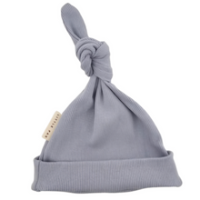 Load image into Gallery viewer, Organic Ribbed Newborn Knot Hat (Dusty Blue)
