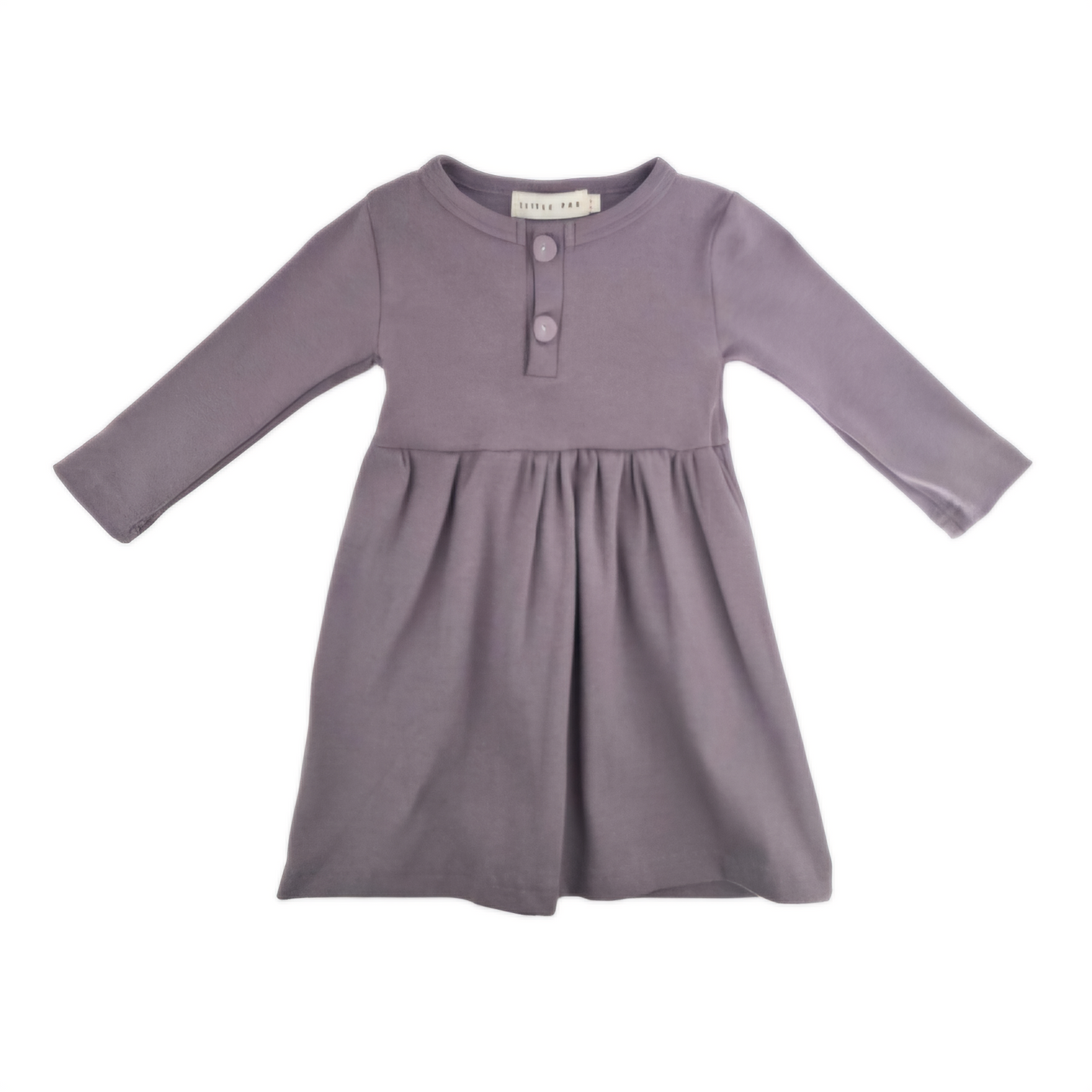 Organic Long-Sleeve Button Dress (Lavender)