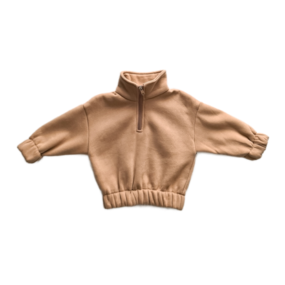 Fleeced Zip Sweater - Latte